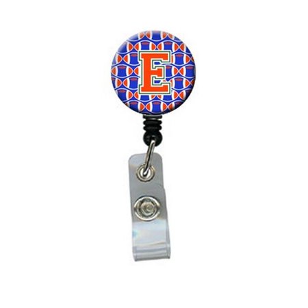 CAROLINES TREASURES Letter E Football Green, Blue and Orange Retractable Badge Reel CJ1083-EBR